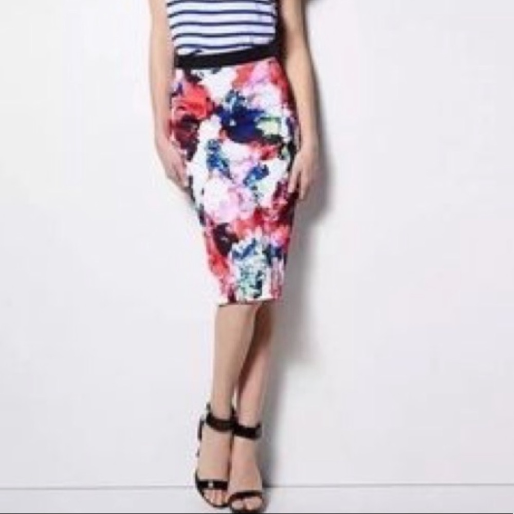 MILLY DesigNation Abstract Floral Scuba Midi Skirt